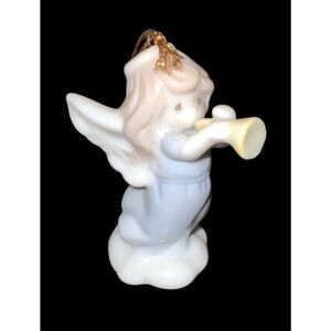 Precious Moments Porcelain 1996 Angel Blowing Trumpet Christmas Tree Ornament